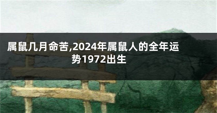 属鼠几月命苦,2024年属鼠人的全年运势1972出生