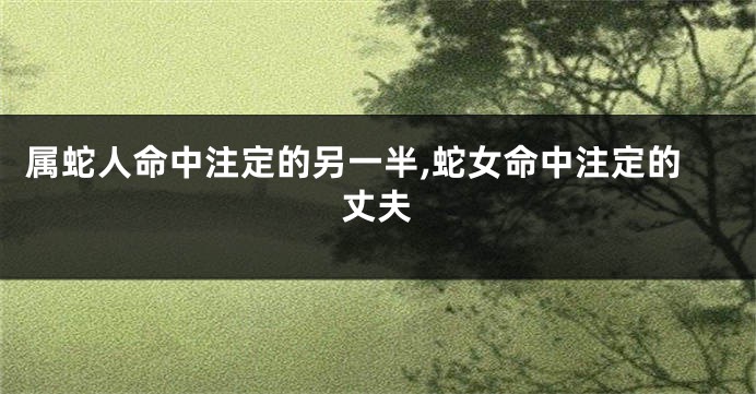 属蛇人命中注定的另一半,蛇女命中注定的丈夫