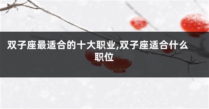 双子座最适合的十大职业,双子座适合什么职位