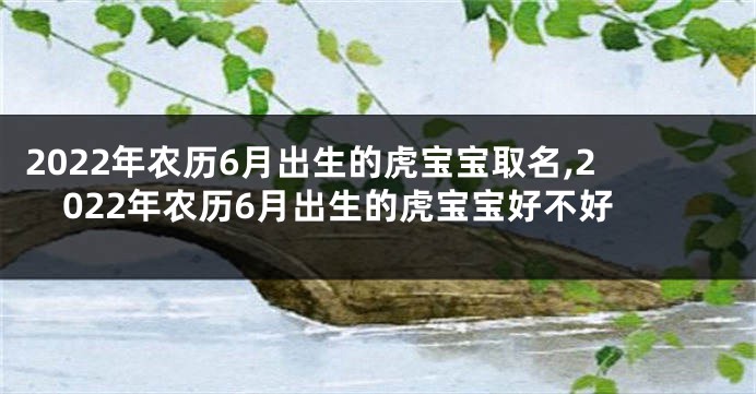 2022年农历6月出生的虎宝宝取名,2022年农历6月出生的虎宝宝好不好