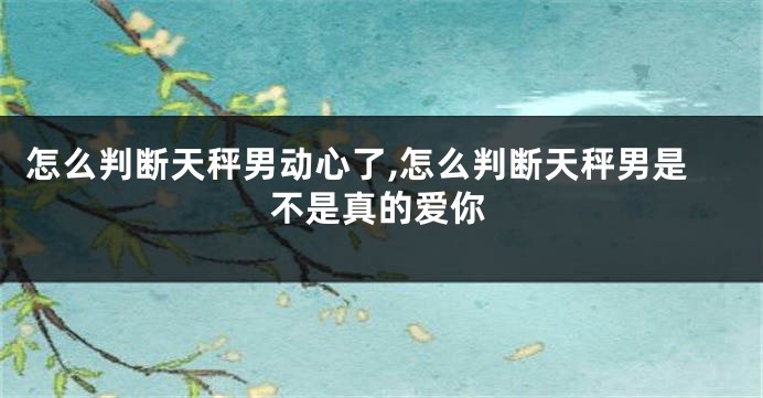 怎么判断天秤男动心了,怎么判断天秤男是不是真的爱你