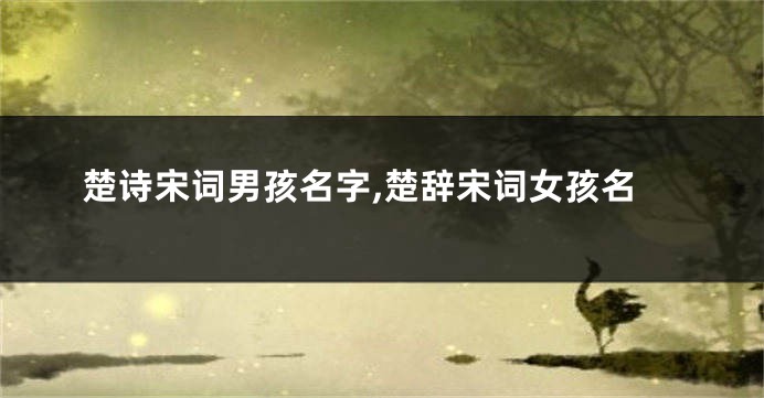 楚诗宋词男孩名字,楚辞宋词女孩名
