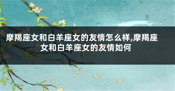 摩羯座女和白羊座女的友情怎么样,摩羯座女和白羊座女的友情如何