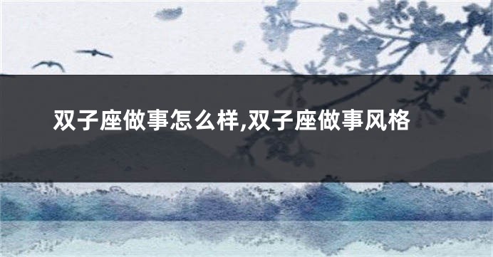 双子座做事怎么样,双子座做事风格