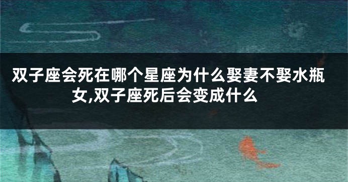 双子座会死在哪个星座为什么娶妻不娶水瓶女,双子座死后会变成什么
