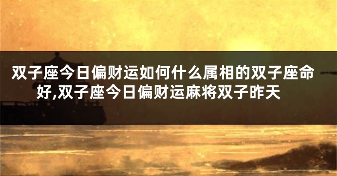 双子座今日偏财运如何什么属相的双子座命好,双子座今日偏财运麻将双子昨天