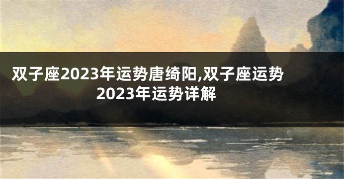 双子座2023年运势唐绮阳,双子座运势2023年运势详解