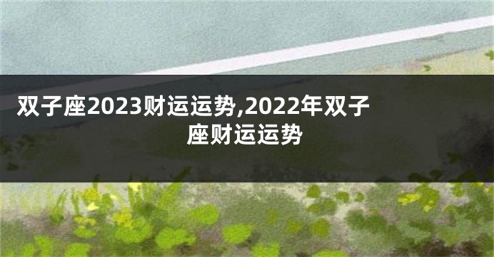 双子座2023财运运势,2022年双子座财运运势