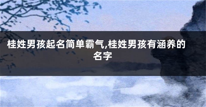 桂姓男孩起名简单霸气,桂姓男孩有涵养的名字