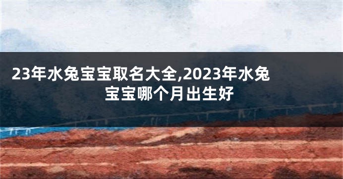 23年水兔宝宝取名大全,2023年水兔宝宝哪个月出生好