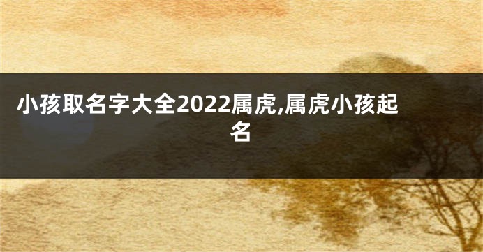小孩取名字大全2022属虎,属虎小孩起名