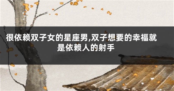 很依赖双子女的星座男,双子想要的幸福就是依赖人的射手