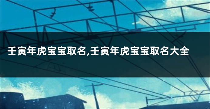 壬寅年虎宝宝取名,壬寅年虎宝宝取名大全