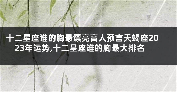 十二星座谁的胸最漂亮高人预言天蝎座2023年运势,十二星座谁的胸最大排名