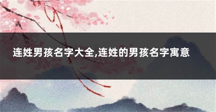 连姓男孩名字大全,连姓的男孩名字寓意