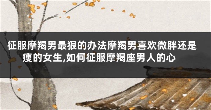征服摩羯男最狠的办法摩羯男喜欢微胖还是瘦的女生,如何征服摩羯座男人的心