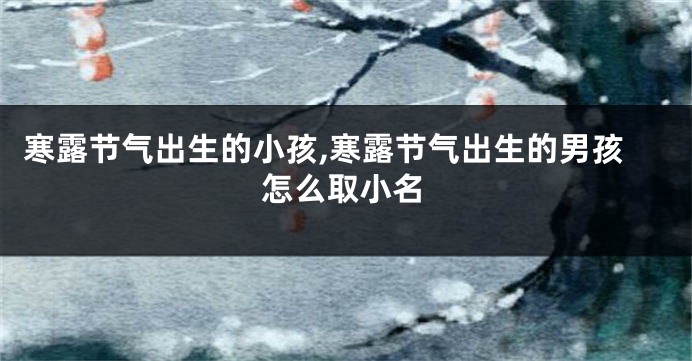 寒露节气出生的小孩,寒露节气出生的男孩怎么取小名