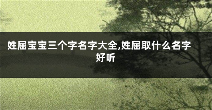 姓屈宝宝三个字名字大全,姓屈取什么名字好听