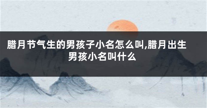腊月节气生的男孩子小名怎么叫,腊月出生男孩小名叫什么