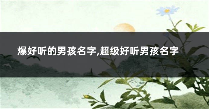 爆好听的男孩名字,超级好听男孩名字