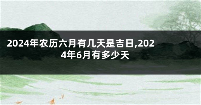 2024年农历六月有几天是吉日,2024年6月有多少天