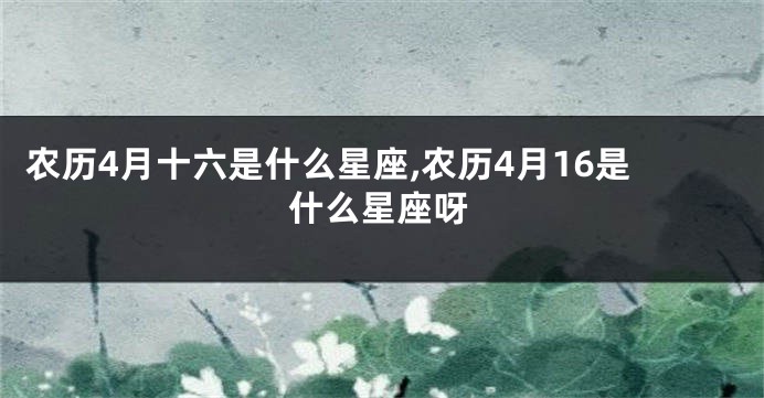 农历4月十六是什么星座,农历4月16是什么星座呀