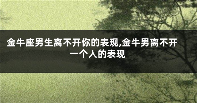 金牛座男生离不开你的表现,金牛男离不开一个人的表现