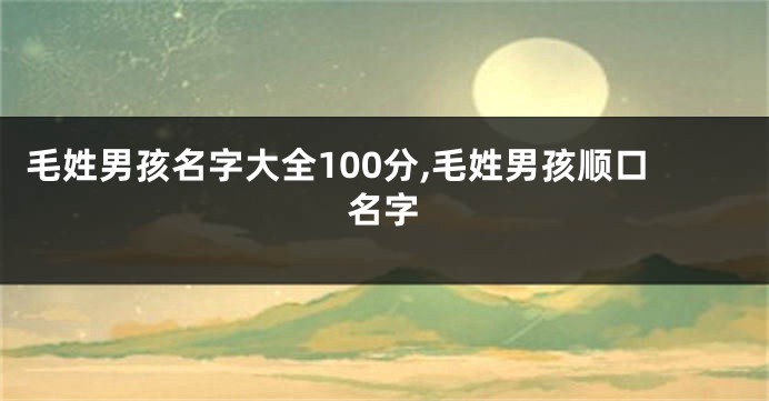 毛姓男孩名字大全100分,毛姓男孩顺口名字