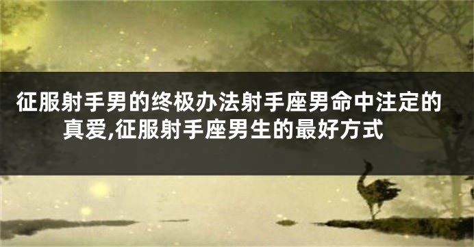 征服射手男的终极办法射手座男命中注定的真爱,征服射手座男生的最好方式