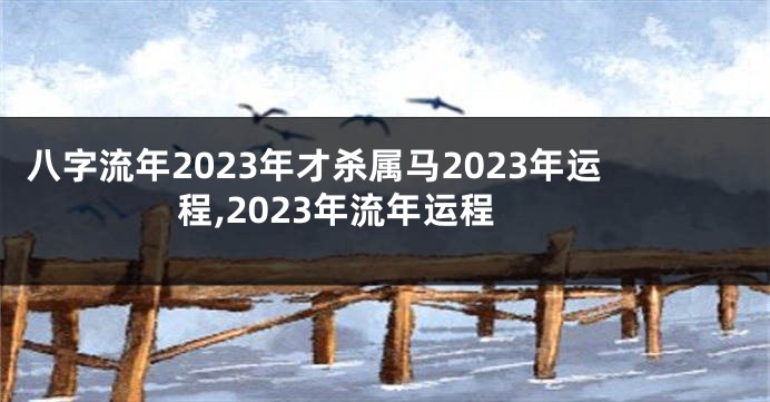 八字流年2023年才杀属马2023年运程,2023年流年运程
