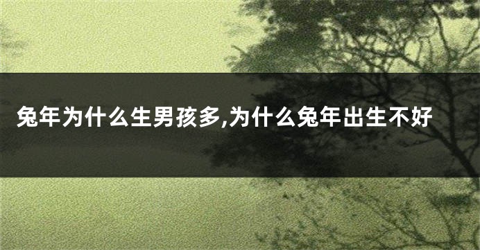 兔年为什么生男孩多,为什么兔年出生不好