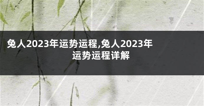 兔人2023年运势运程,兔人2023年运势运程详解