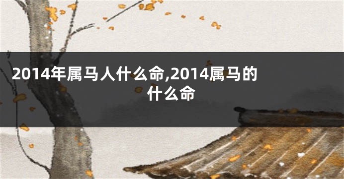 2014年属马人什么命,2014属马的什么命