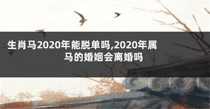 生肖马2020年能脱单吗,2020年属马的婚姻会离婚吗