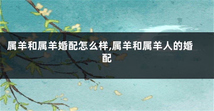 属羊和属羊婚配怎么样,属羊和属羊人的婚配
