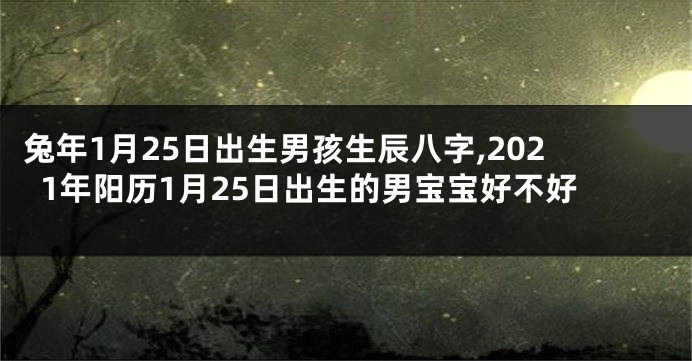 兔年1月25日出生男孩生辰八字,2021年阳历1月25日出生的男宝宝好不好