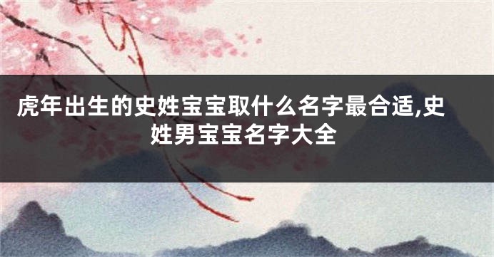 虎年出生的史姓宝宝取什么名字最合适,史姓男宝宝名字大全