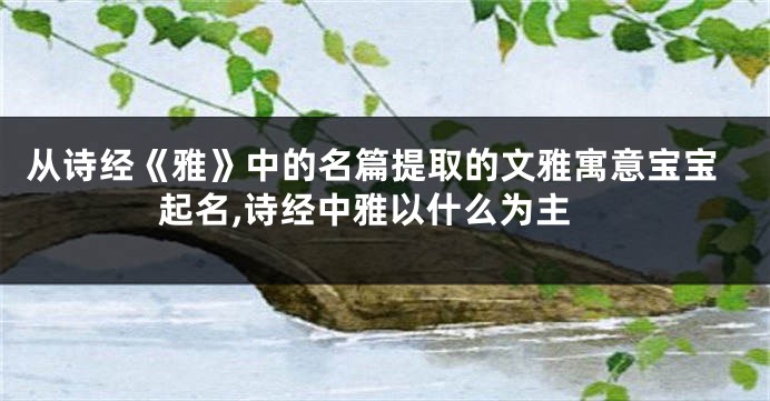 从诗经《雅》中的名篇提取的文雅寓意宝宝起名,诗经中雅以什么为主