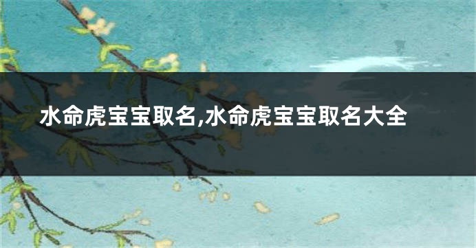 水命虎宝宝取名,水命虎宝宝取名大全