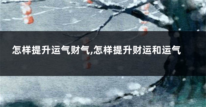 怎样提升运气财气,怎样提升财运和运气