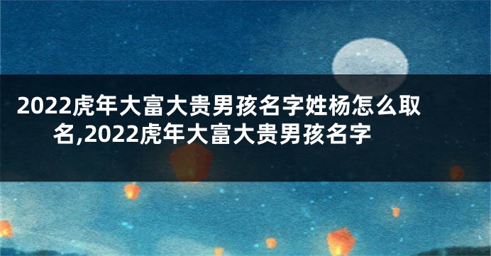 2022虎年大富大贵男孩名字姓杨怎么取名,2022虎年大富大贵男孩名字