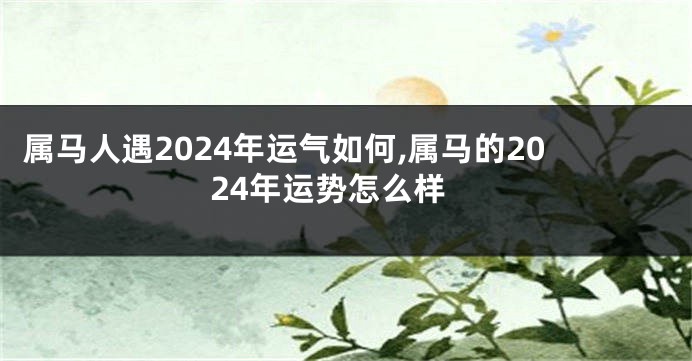属马人遇2024年运气如何,属马的2024年运势怎么样