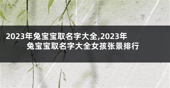 2023年兔宝宝取名字大全,2023年兔宝宝取名字大全女孩张景排行