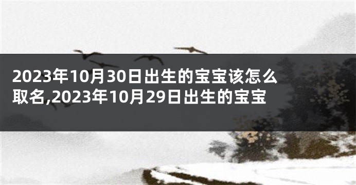 2023年10月30日出生的宝宝该怎么取名,2023年10月29日出生的宝宝