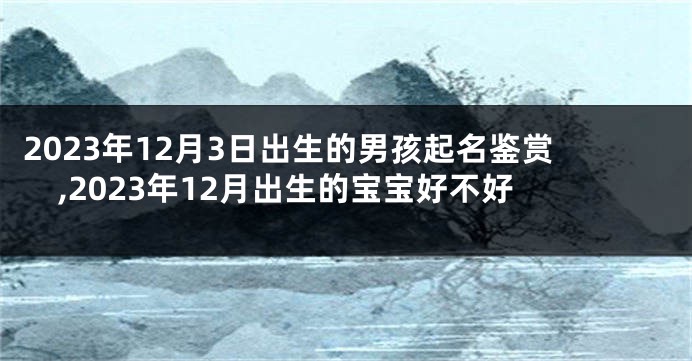 2023年12月3日出生的男孩起名鉴赏,2023年12月出生的宝宝好不好