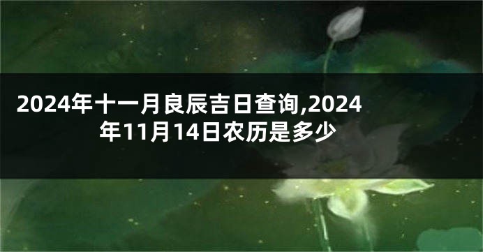 2024年十一月良辰吉日查询,2024年11月14日农历是多少