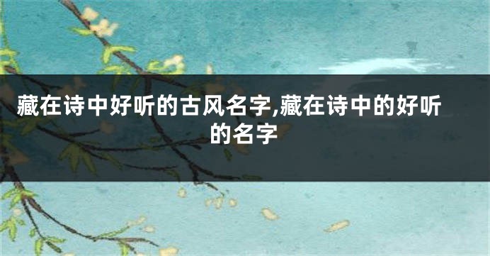藏在诗中好听的古风名字,藏在诗中的好听的名字