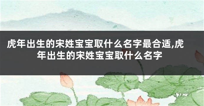 虎年出生的宋姓宝宝取什么名字最合适,虎年出生的宋姓宝宝取什么名字
