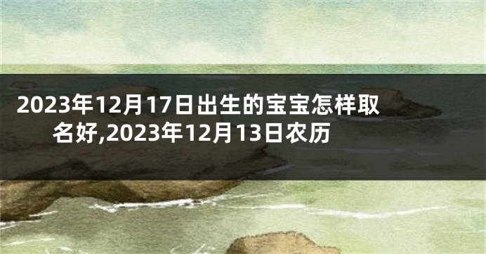 2023年12月17日出生的宝宝怎样取名好,2023年12月13日农历