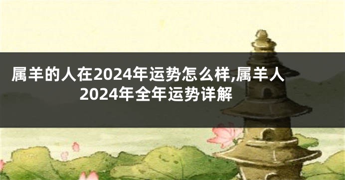 属羊的人在2024年运势怎么样,属羊人2024年全年运势详解